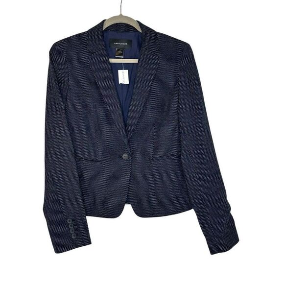 Ann Taylor Navy Blue Polka Dot One-Button Blazer | Size 6 - Picture 1 of 7